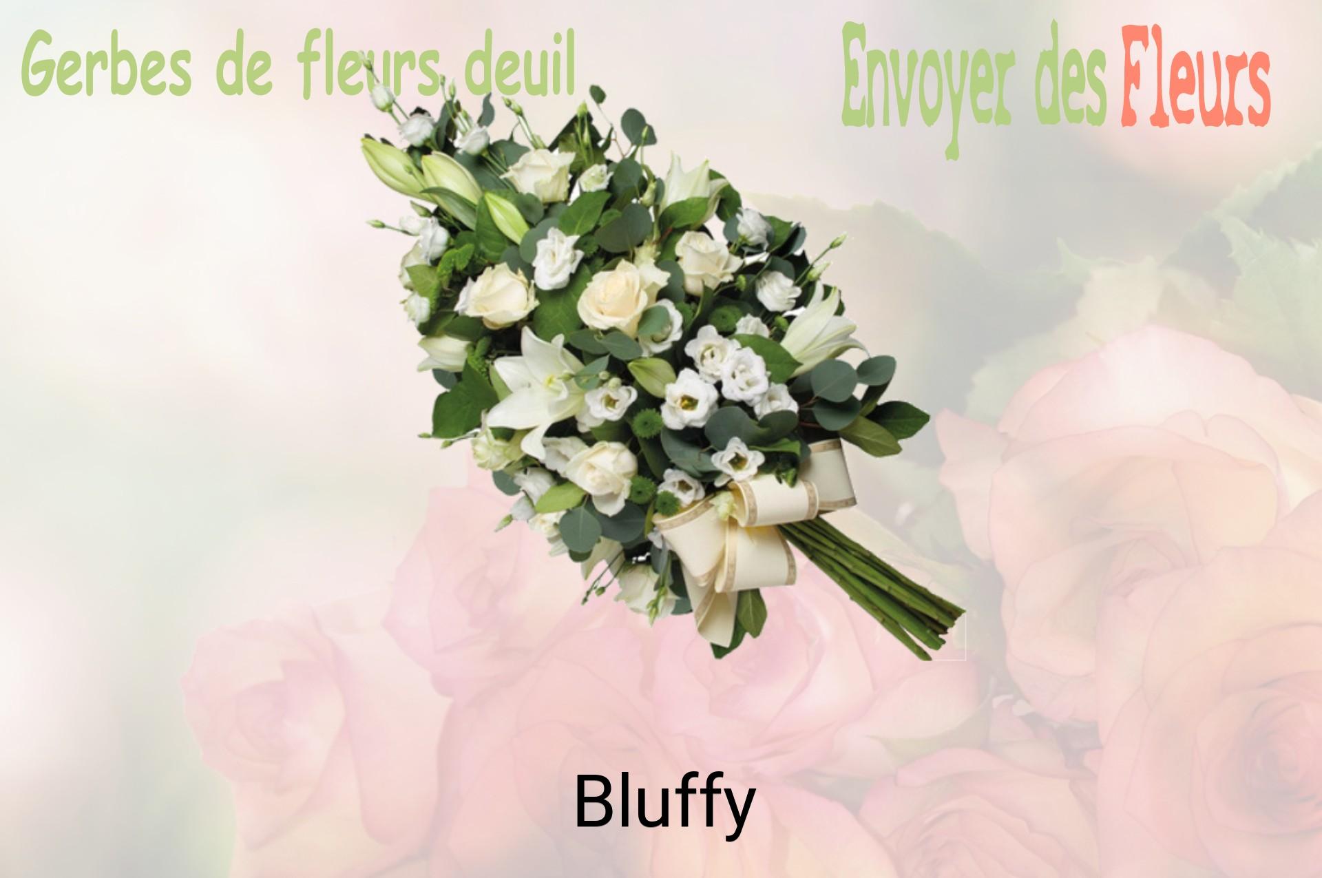 Gerbe de fleurs de deuil livrée à Bluffy
